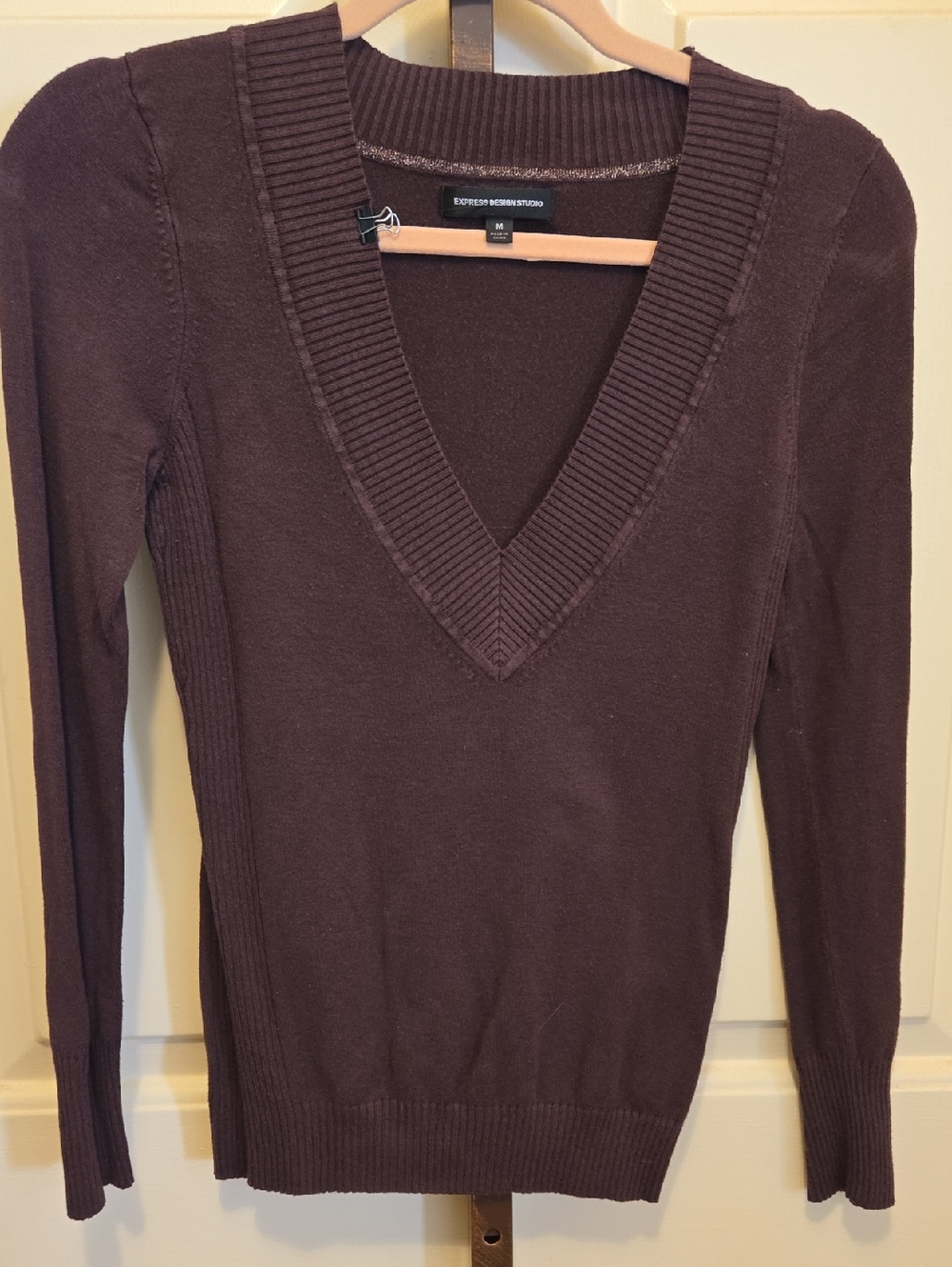Express Women’s V-Neck Sweater - BROWN